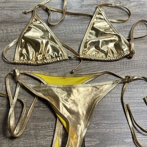 Fashion Nova Gold Bikini Set